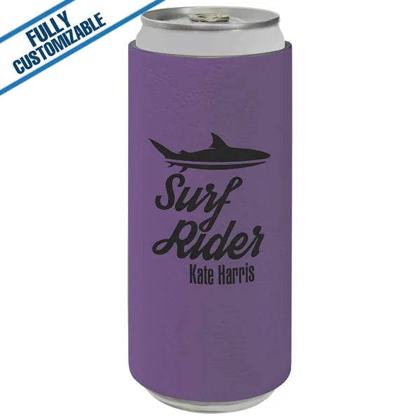 Engraved Leatherette Slim Beverage Holder- Fully Customizabe