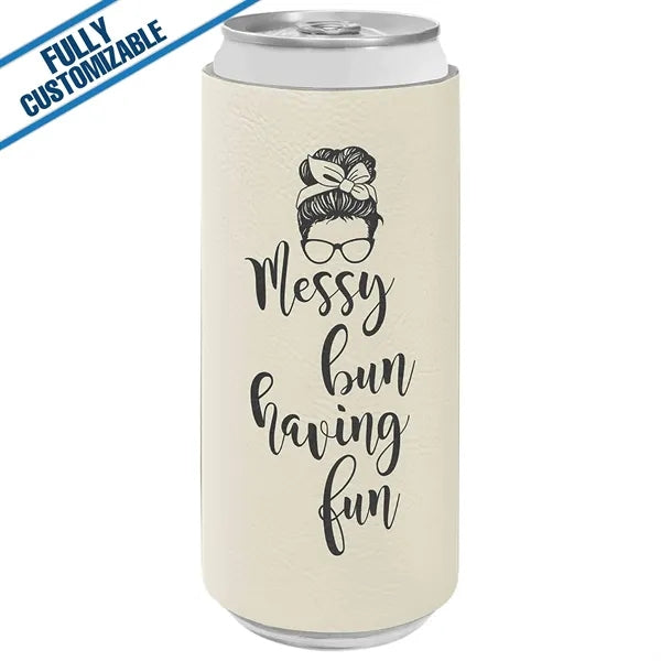 Engraved Leatherette Slim Beverage Holder- Fully Customizabe