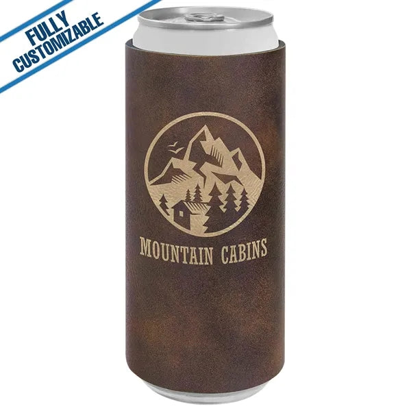 Engraved Leatherette Slim Beverage Holder- Fully Customizabe