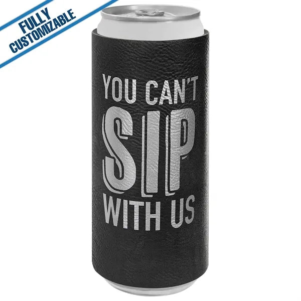 Engraved Leatherette Slim Beverage Holder- Fully Customizabe