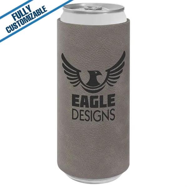 Engraved Leatherette Slim Beverage Holder- Fully Customizabe