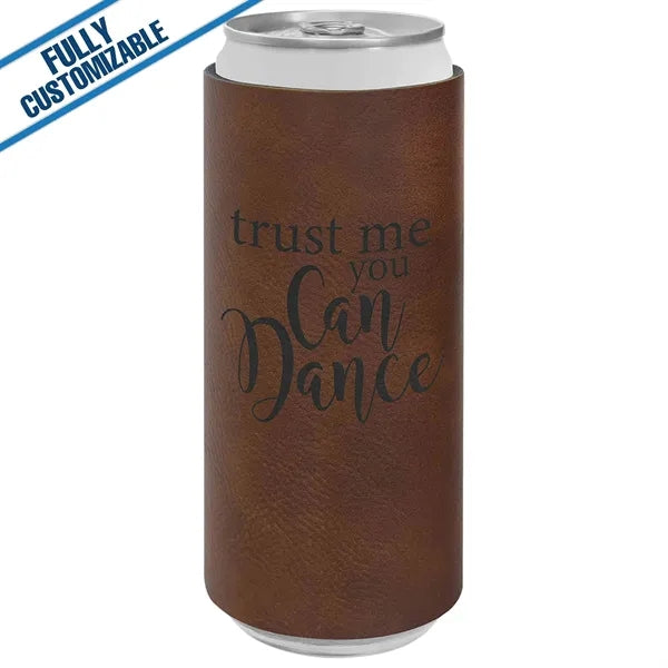 Engraved Leatherette Slim Beverage Holder- Fully Customizabe