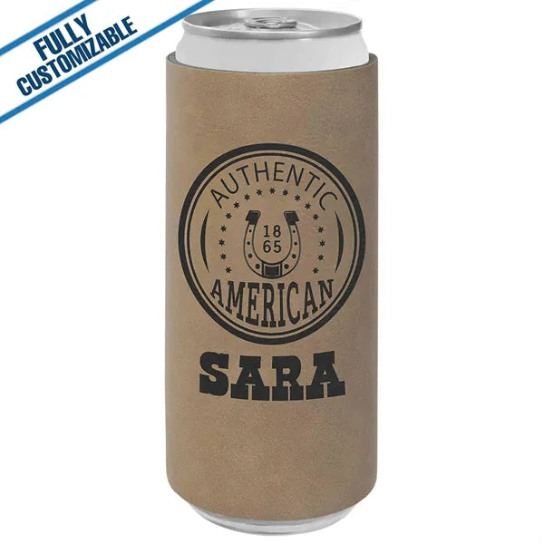 Engraved Leatherette Slim Beverage Holder- Fully Customizabe
