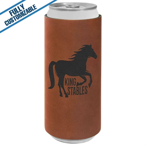 Engraved Leatherette Slim Beverage Holder- Fully Customizabe