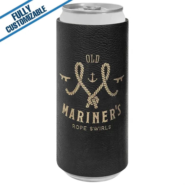 Engraved Leatherette Slim Beverage Holder- Fully Customizabe