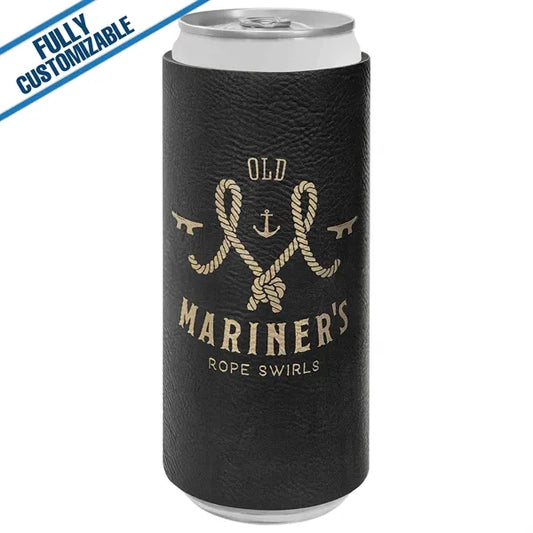 Engraved Leatherette Slim Beverage Holder- Fully Customizabe