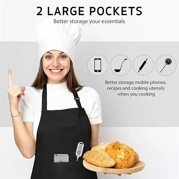 Kitchen Bib Apron with 2 Pockets