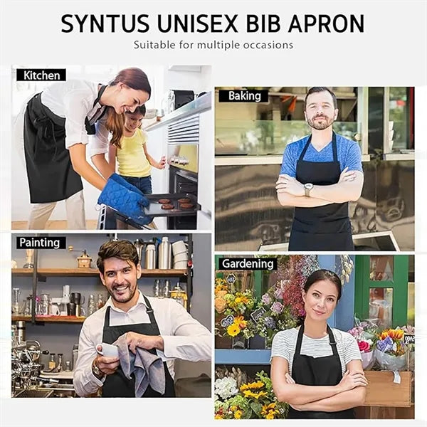 Kitchen Bib Apron with 2 Pockets