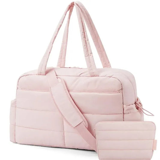 Pink Travel Duffle Puffer Tote Bag Gym Women