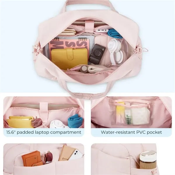 Pink Travel Duffle Puffer Tote Bag Gym Women