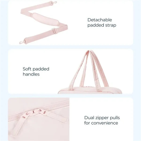 Pink Travel Duffle Puffer Tote Bag Gym Women