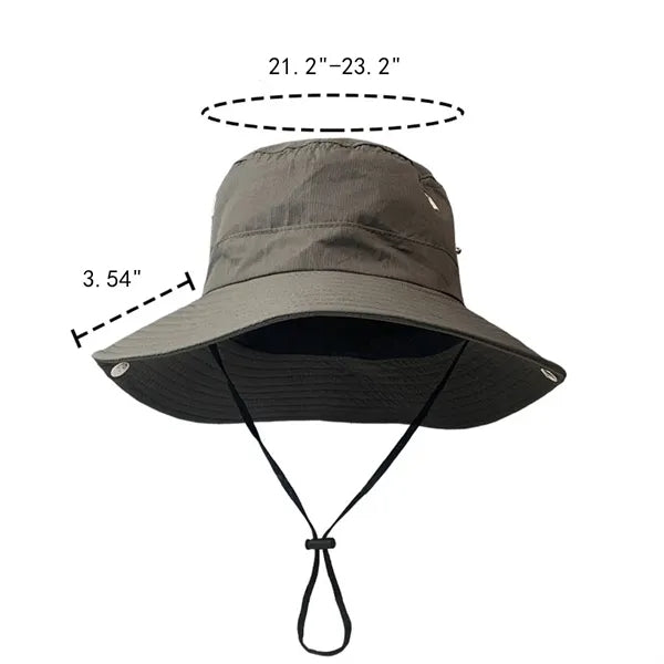 Outdoor Wide Brim Bucket Hat with Adjustable Strap