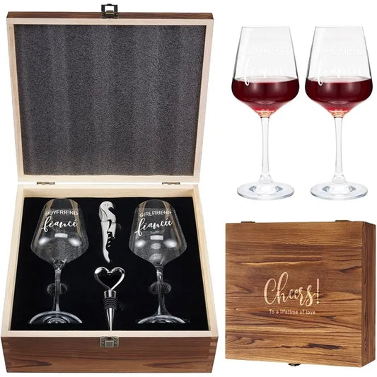Wood Bottle Opener And Wine Glass Set