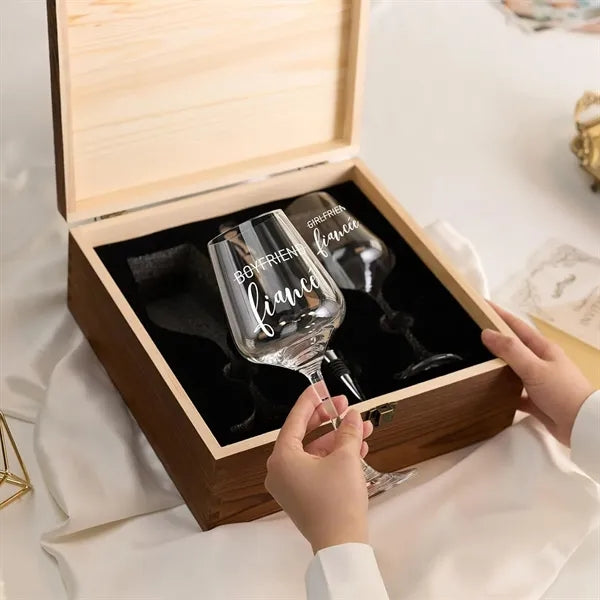 Wood Bottle Opener And Wine Glass Set