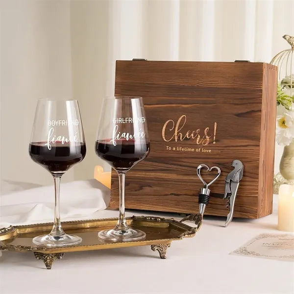Wood Bottle Opener And Wine Glass Set