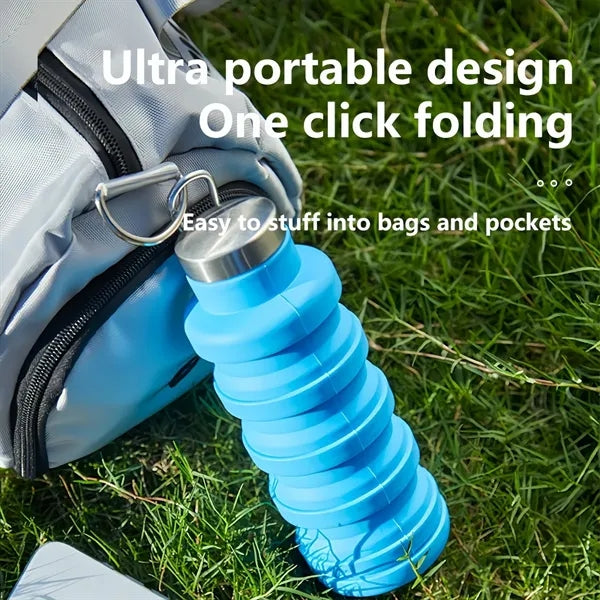 17oz Collapsible Travel Silicone Water Bottle With Carabiner
