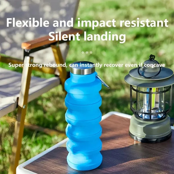 17oz Collapsible Travel Silicone Water Bottle With Carabiner