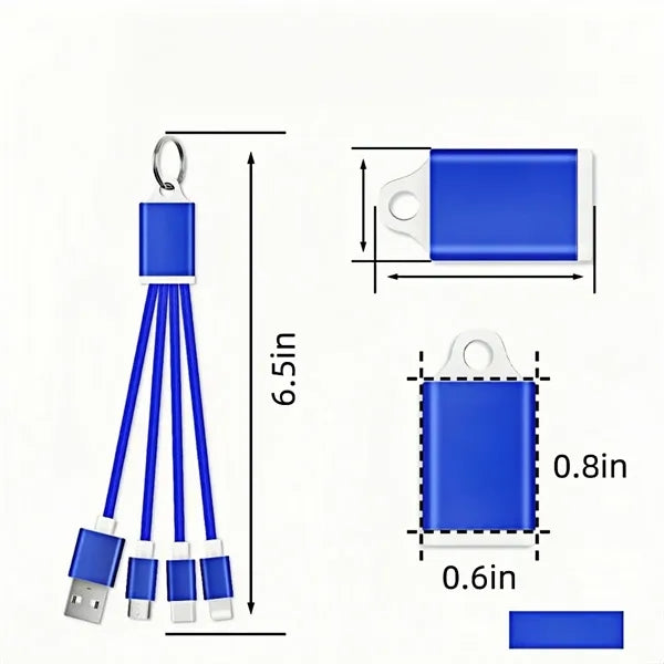 3-In-1 Charging Cable Keychain With USB & Multi Tips