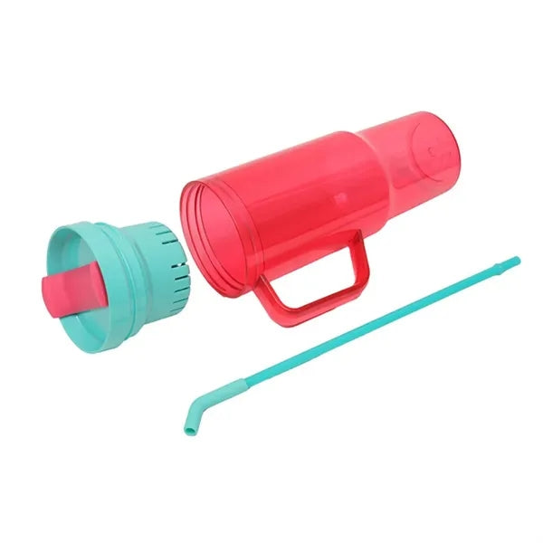 40oz Clear Plastic Tumbler w/ Straw & Handle
