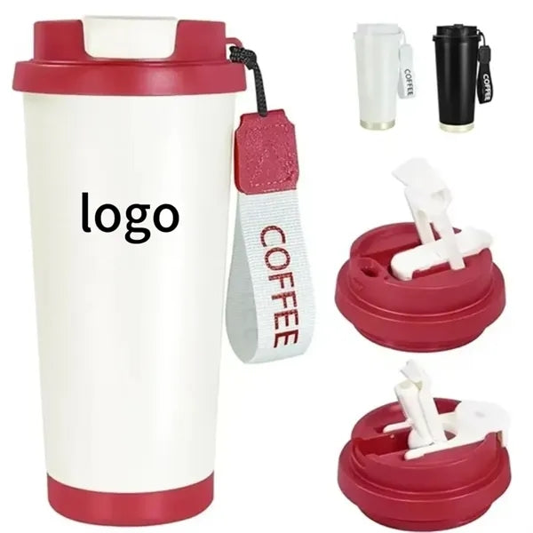 18oz Stainless Steel Coffee Travel Mug with Lid and Straw