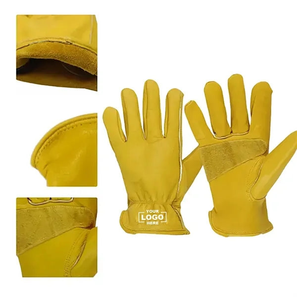 Yellow Cowhide Leather Work Gloves