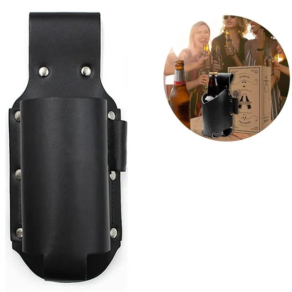 Portable PU Leather Beer Holster Bottle Waist Belt Bag