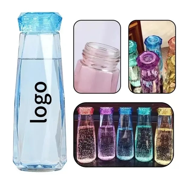 Colored Glass Diamond Cup Portable Drinking Bottle