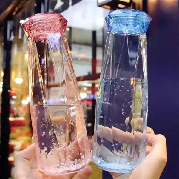 Colored Glass Diamond Cup Portable Drinking Bottle
