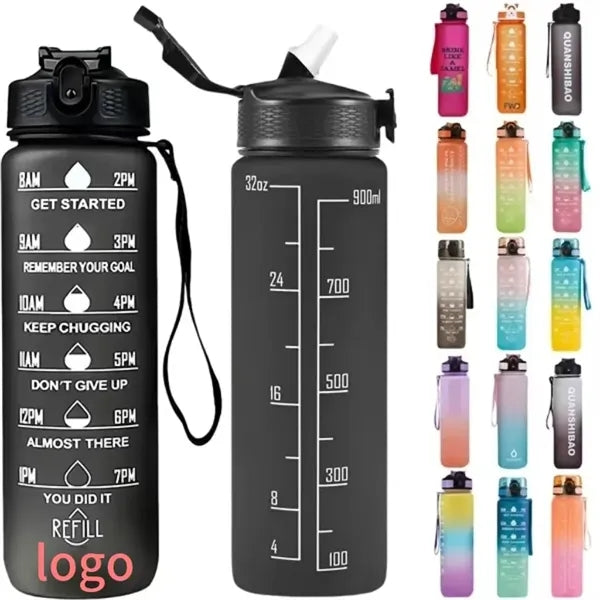 34oz Motivational Water Sport Bottle With Time Marker