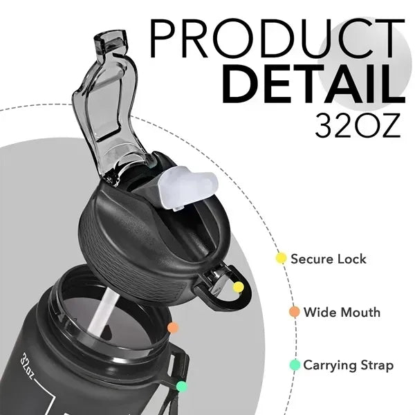 34oz Motivational Water Sport Bottle With Time Marker
