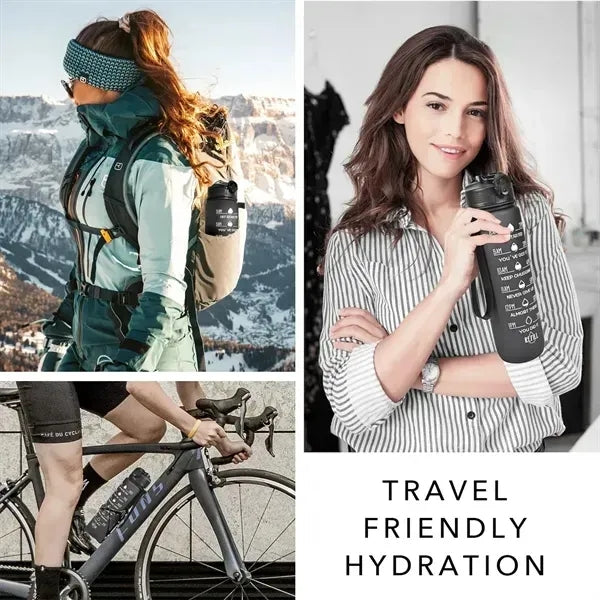 34oz Motivational Water Sport Bottle With Time Marker