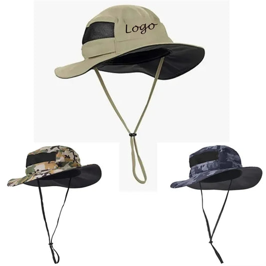Unisex Wide Brim Outdoor Sun Hat With Adjustment Strap