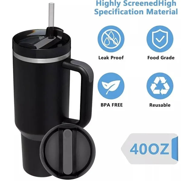 40oz Insulated Tumbler With Handle And Straw Lid