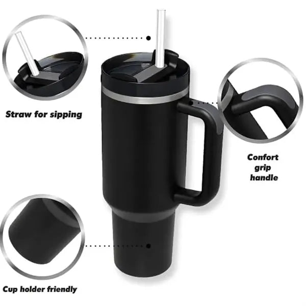 40oz Insulated Tumbler With Handle And Straw Lid