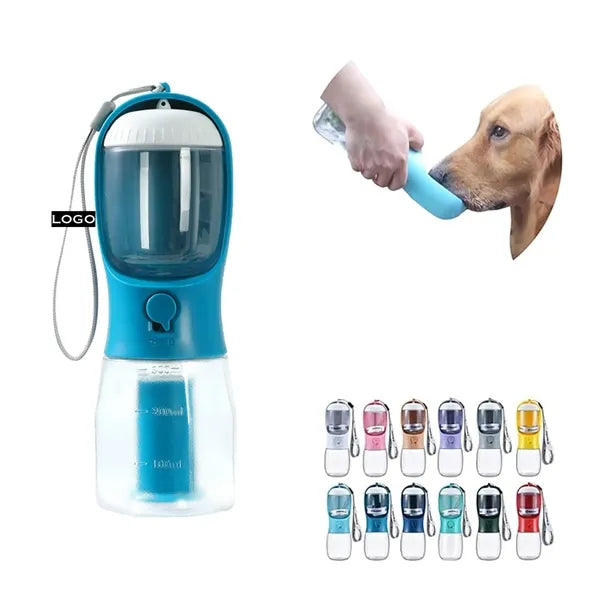Portable pet water bottle with food container