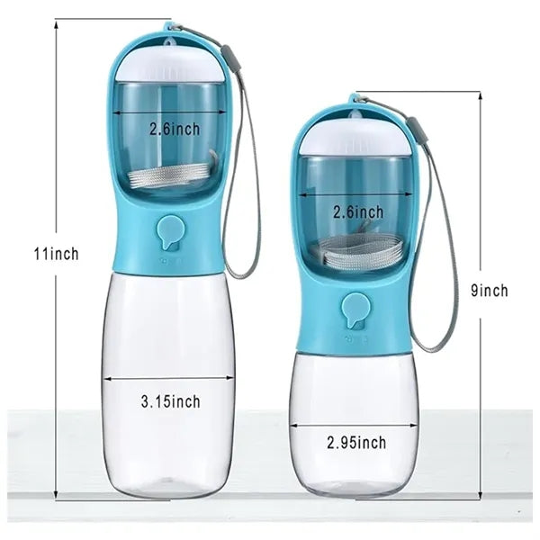 Portable pet water bottle with food container