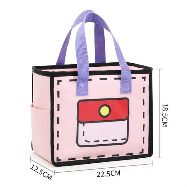 Colorful Cartoon Lunch Box Bag for Women & Kids