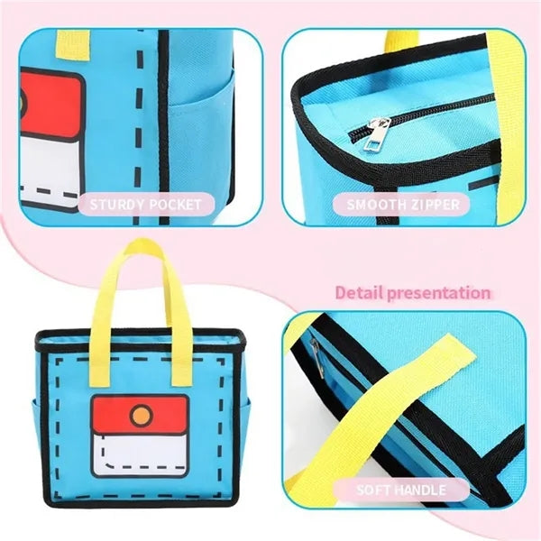 Colorful Cartoon Lunch Box Bag for Women & Kids
