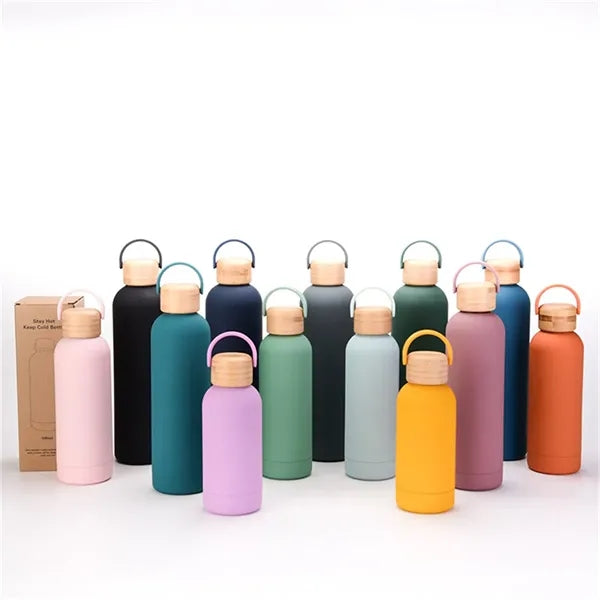 Frosted Insulated Stainless Steel Water Bottle w/ Handle