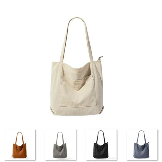 Women's Corduroy Large Shoulder Tote Bag