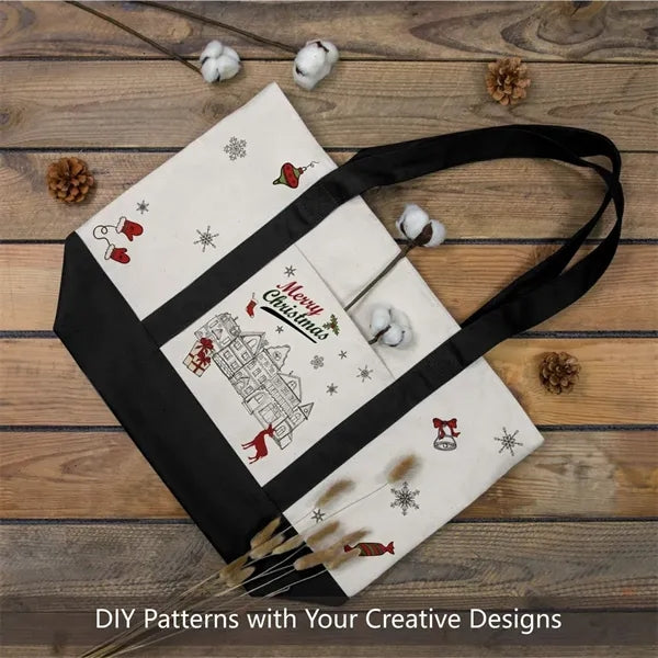 Stylish Canvas Tote Bag w/ External Pocket