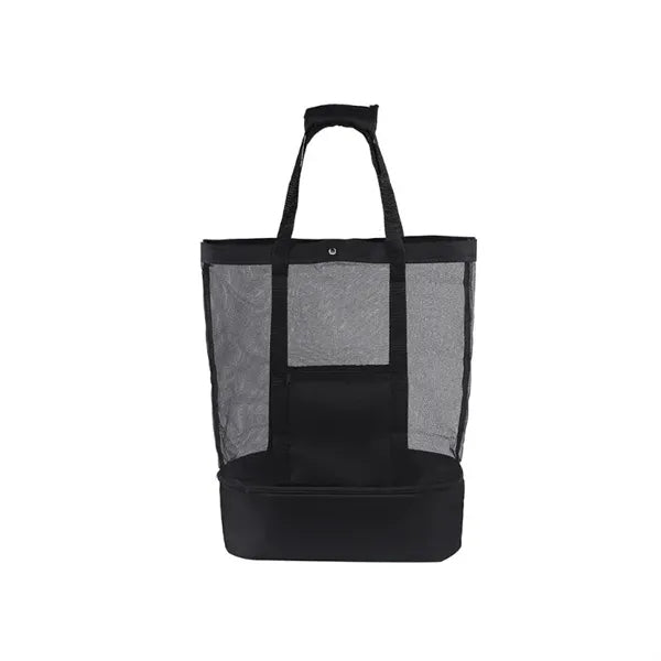 Mesh Beach Tote Bag with Cooler Compartment