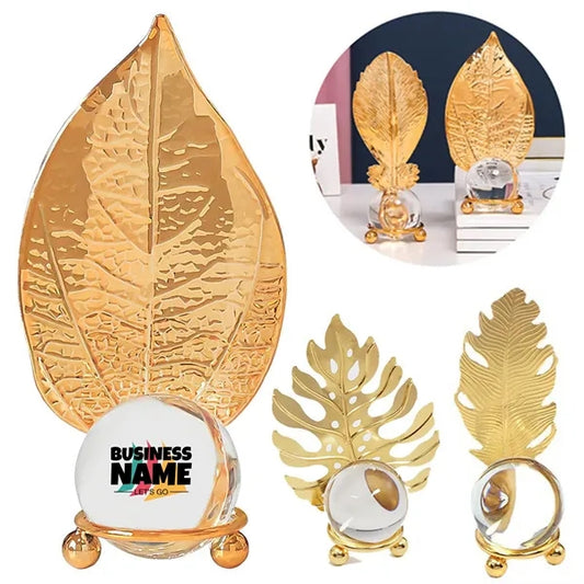 Gold Leaf Crystal Ball Decoration