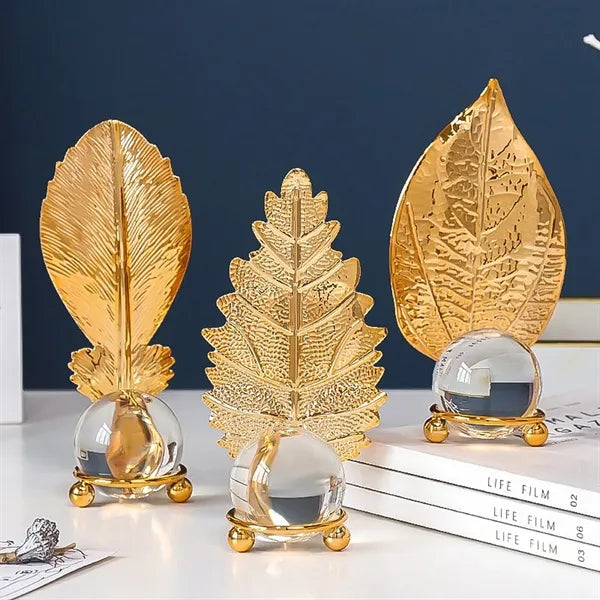 Gold Leaf Crystal Ball Decoration