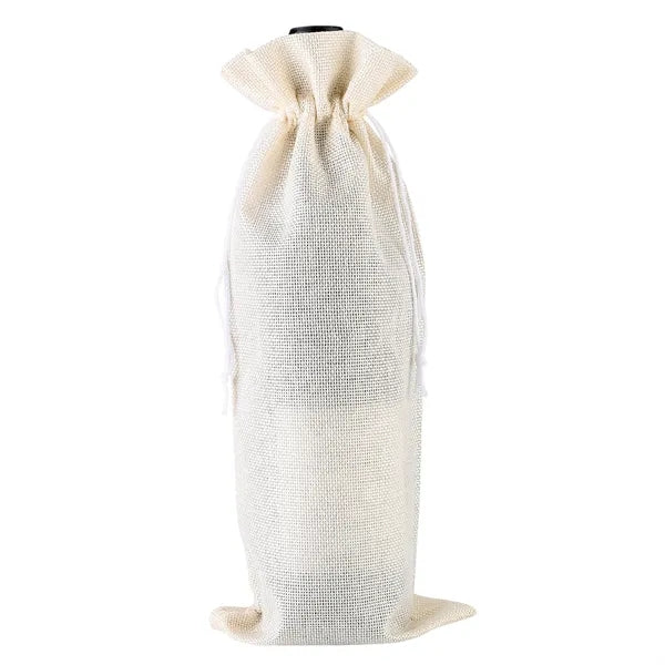 Burlap Wine Drawstring Bag
