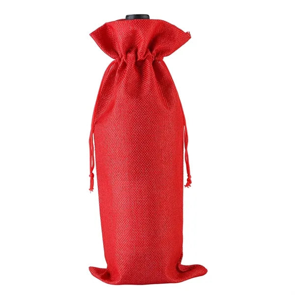 Burlap Wine Drawstring Bag