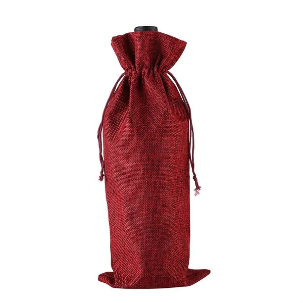 Burlap Wine Drawstring Bag