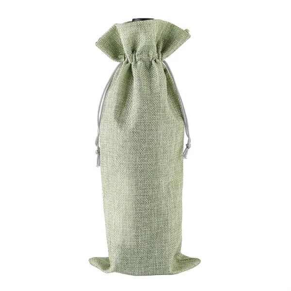Burlap Wine Drawstring Bag