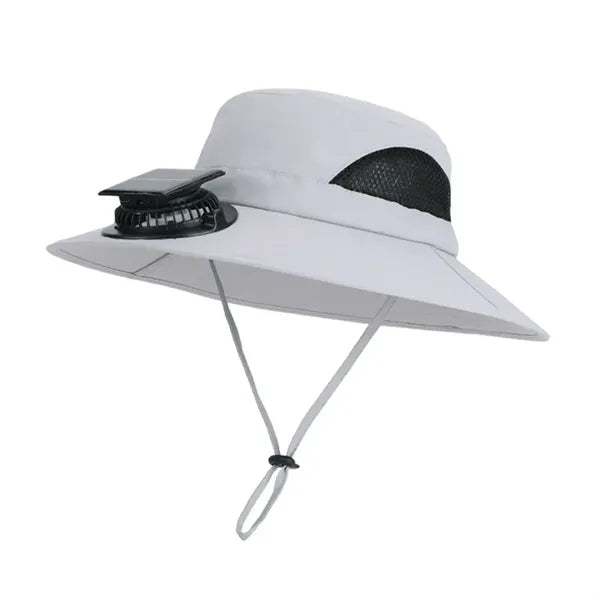 Solar Fan Cooling Hat Outdoor Wide Brim Bucket Cap