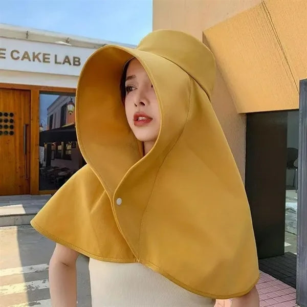 Wide Brim Sun Hat With Neck Face Flap